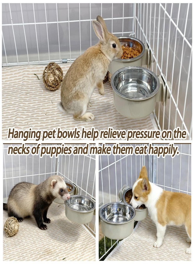 كاثسون أوعية طعام وماء للحيوانات الأليفة خفيفة الوزن من الفولاذ المقاوم للصدأ من كاثسون، وعاء قابل للإزالة للكلاب، وعاء معلق لتغذية الطعام والماء للحيوانات الأليفة، كوب قفص للجراء والقطط والأرانب والنموس والطيور وخنازير غينيا (قطعتان) - Image 2